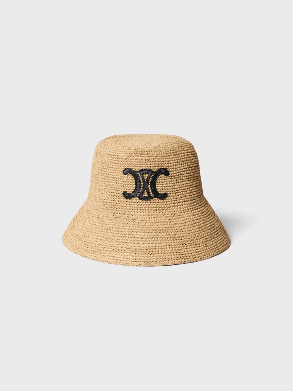 Celine Natural Straw Bucket Hat with Black Logo